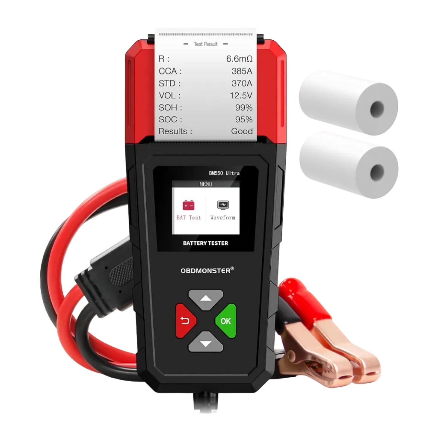 OBDMONSTER BM550U Battery Tester with Printer 6V 12V 24V Automotive Load Tester & Alternator Analyzer (100-2000 CCA)