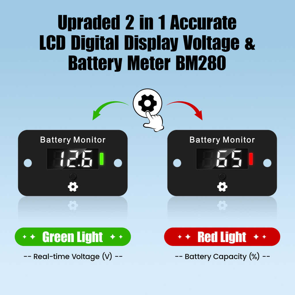 OBDMonster BM280 Battery Monitor | 12V–72V Voltage & Capacity Meter