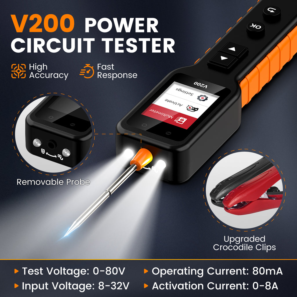 OBDMonster V200 Circuit Tester | Power Probe with 180° Screen Rotation