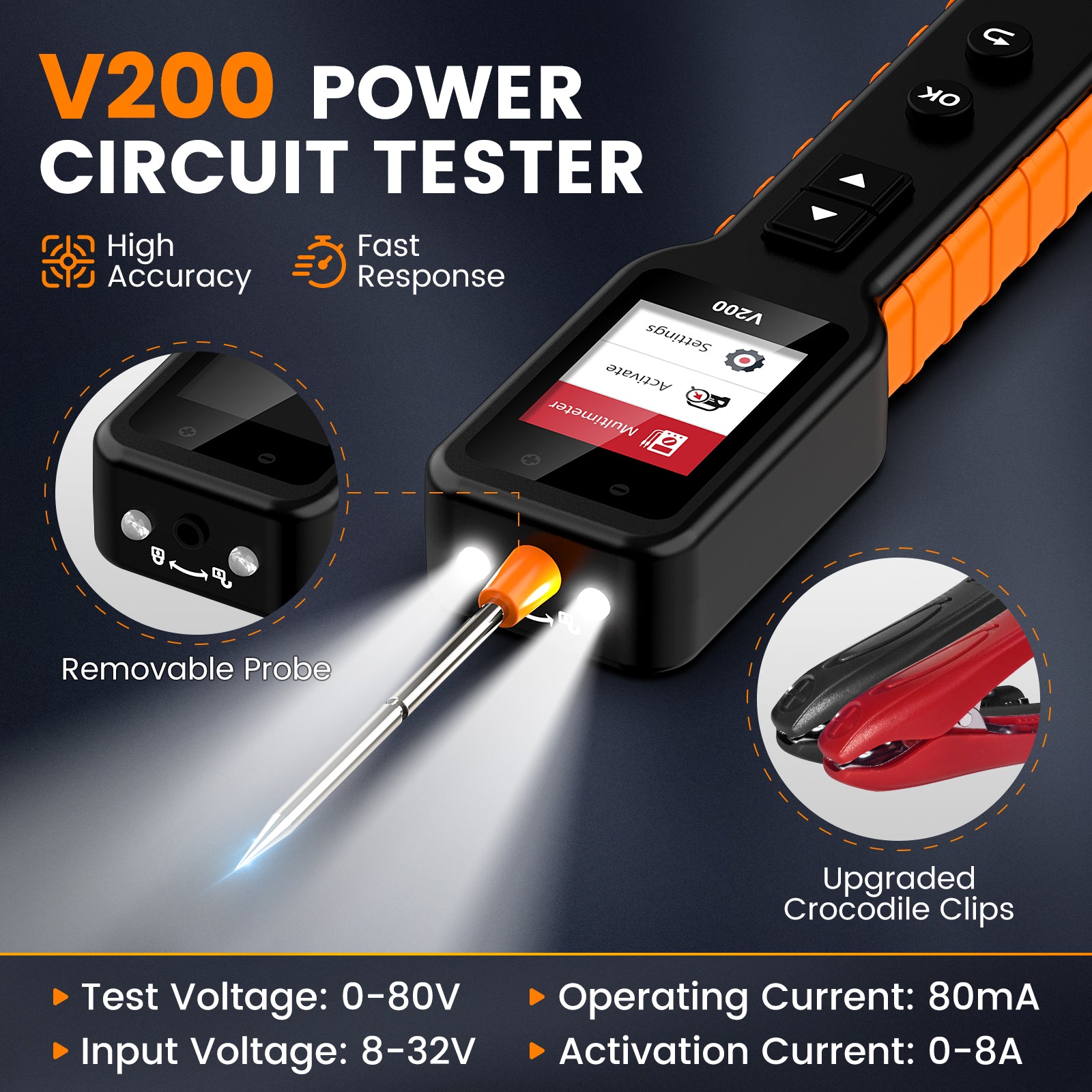 OBDMonster V200 Circuit Tester | Power Probe with 180° Screen Rotation