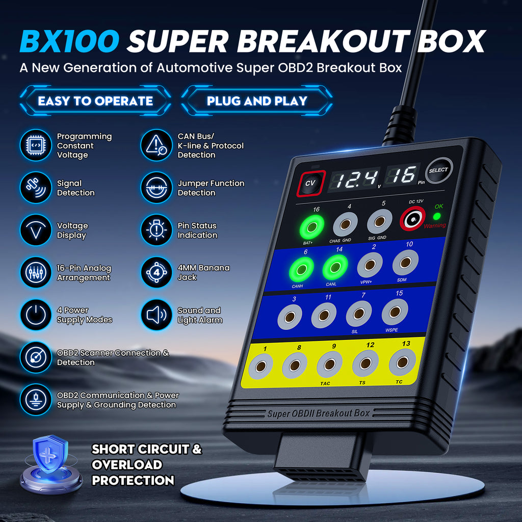 OBDMonster BX100 OBD2 Breakout Box | 13.8V ECU Programming Diagnostic Tool