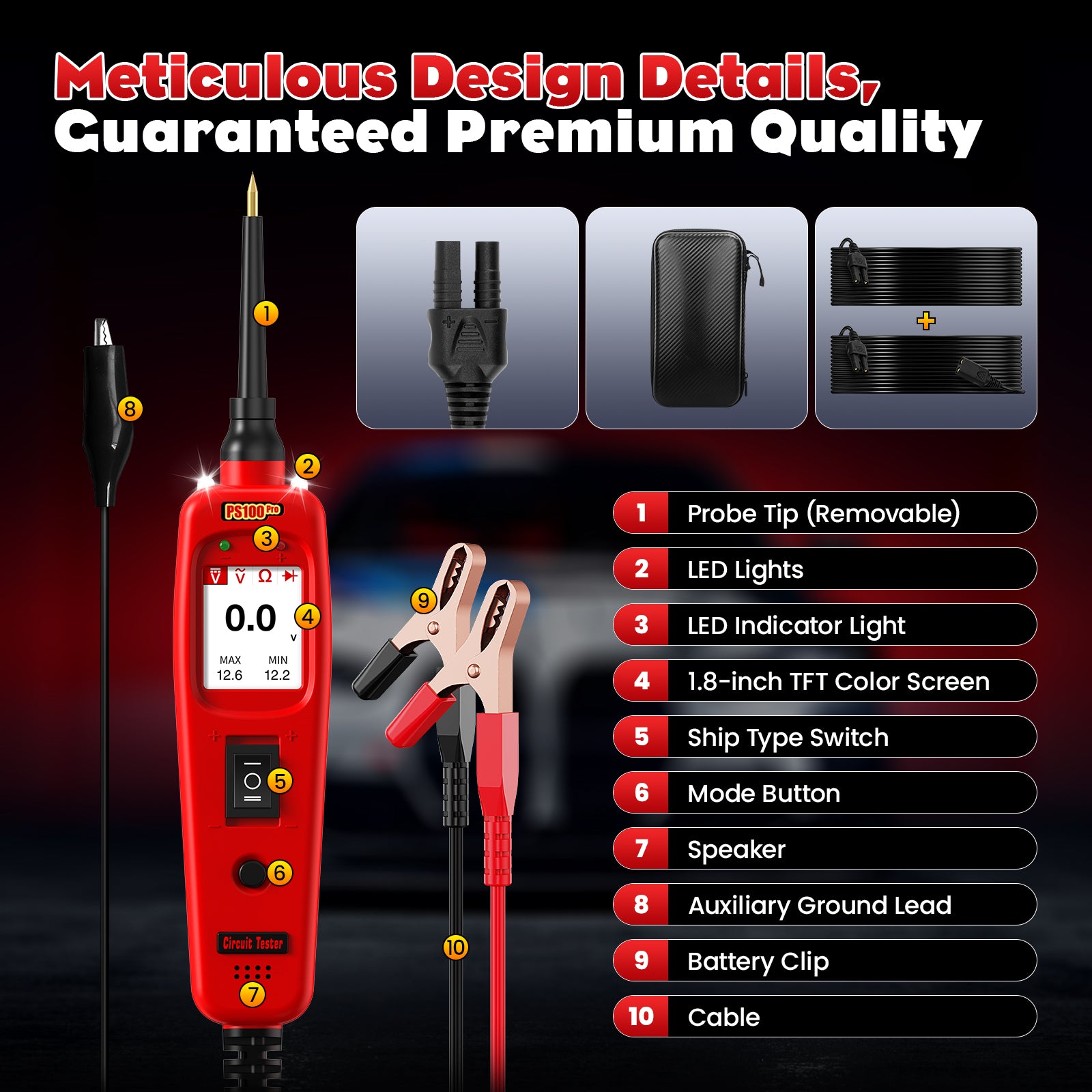 OBDMonster PS100 Pro Automotive Circuit Tester | 12V 24V Power Probe