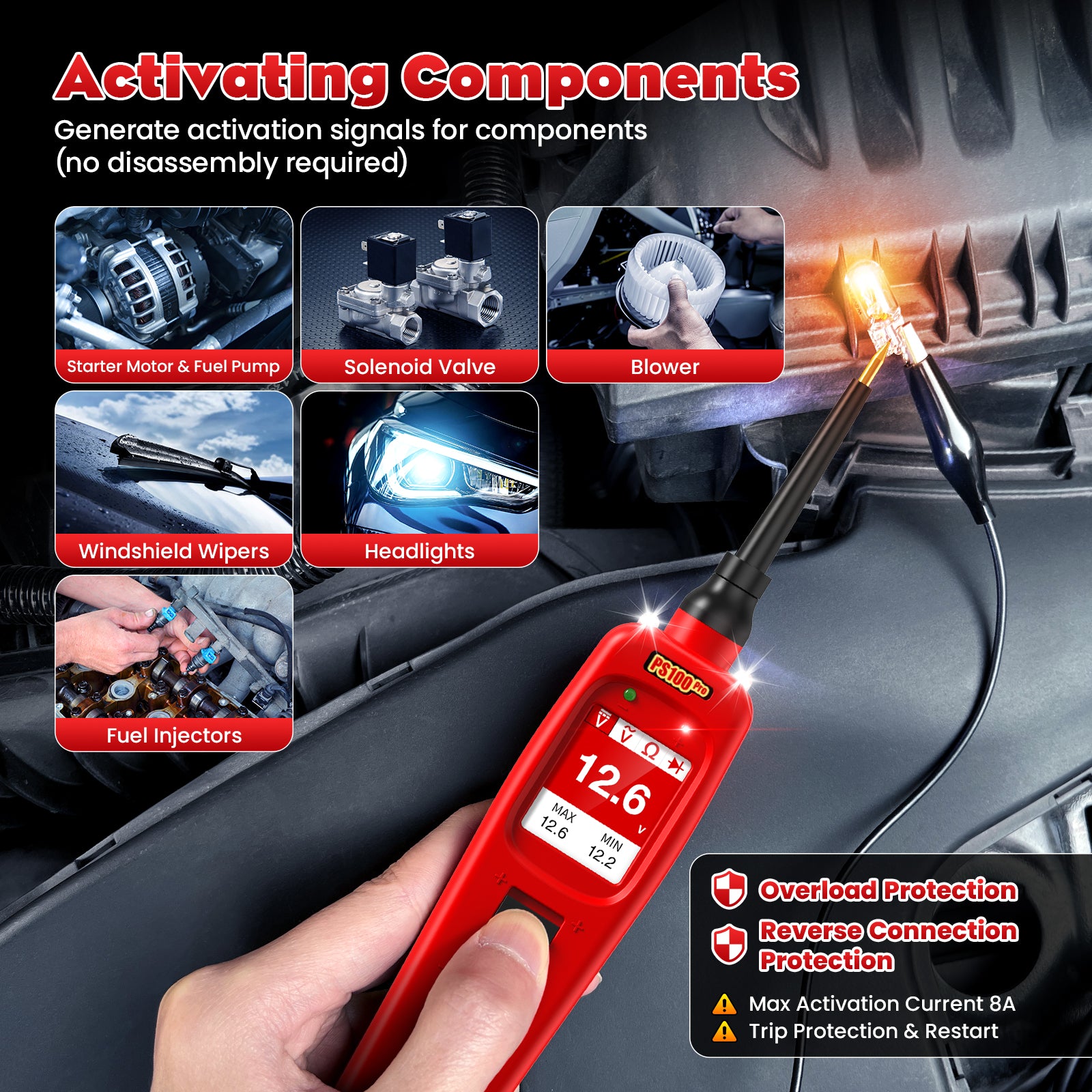 OBDMonster PS100 Pro Automotive Circuit Tester | 12V 24V Power Probe