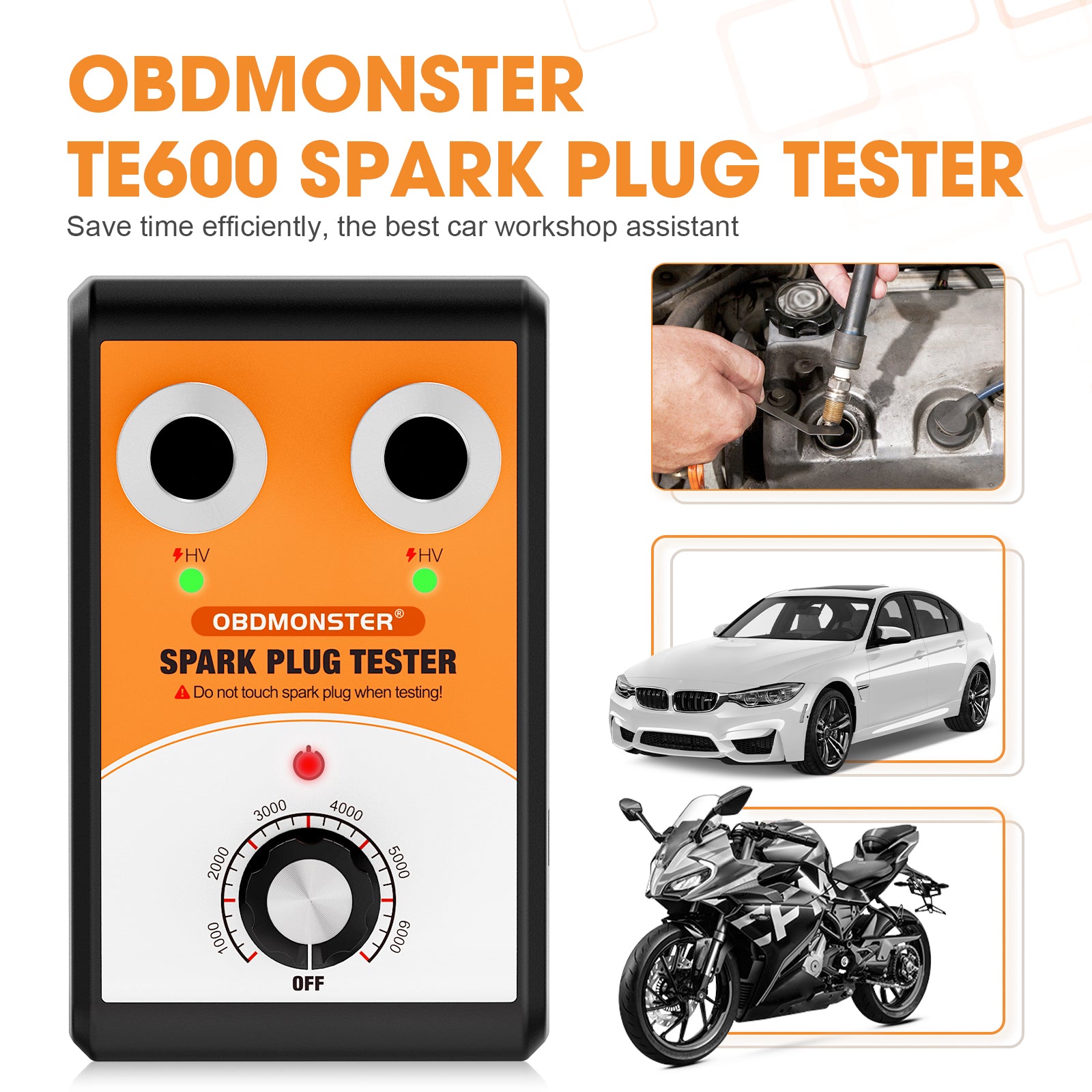OBDMonster TE600 Spark Plug & Ignition Coil Tester | 0–6000 RPM