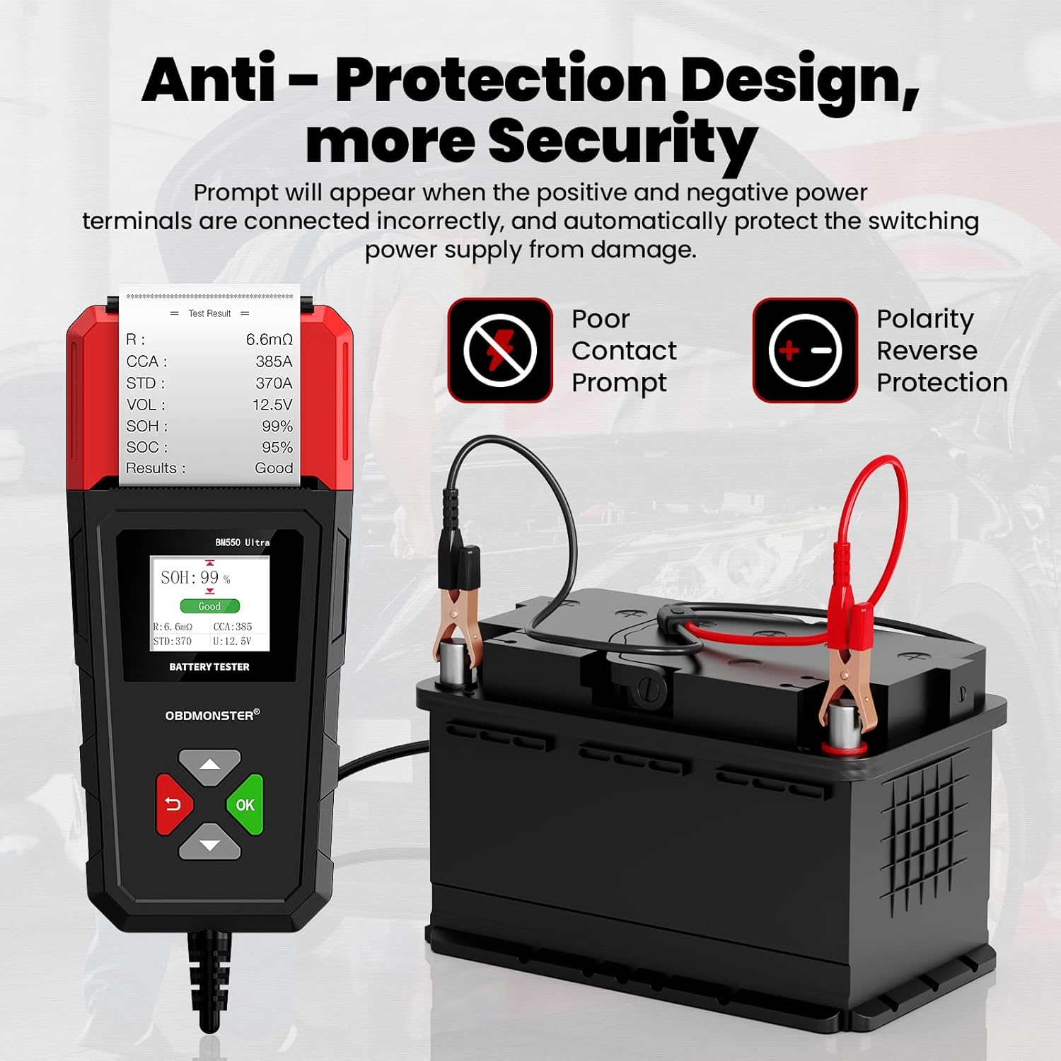 OBDMONSTER BM550U Battery Tester with Printer 6V 12V 24V Automotive Load Tester & Alternator Analyzer (100-2000 CCA)