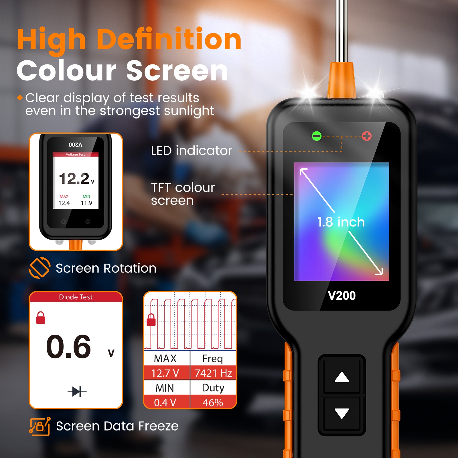 OBDMonster V200 Circuit Tester | Power Probe with 180° Screen Rotation