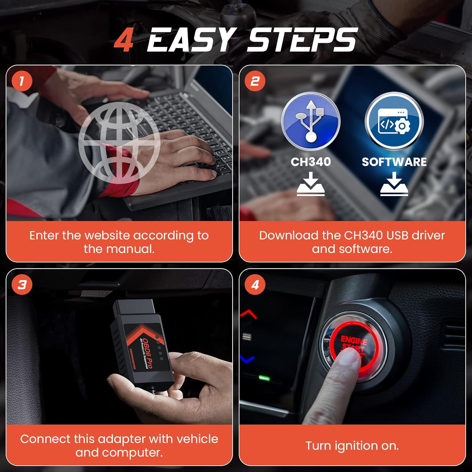 OBDMONSTER ELM327 USB OBD2 Adapter for FORScan Auto MS/HS CAN Switch Diagnostic Tool for Ford F150, F250, Mazda & Lincoln